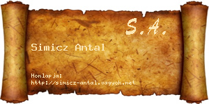 Simicz Antal névjegykártya
